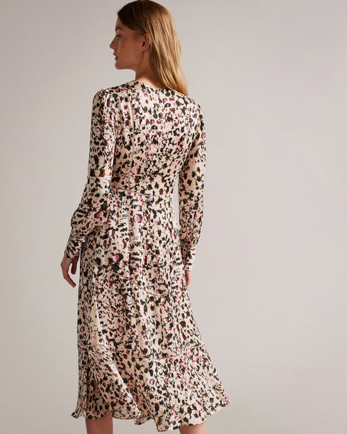 LUCEEYA-Dresses-You can always rely on LUCEEYA. Featuring an exclusive abstract print, flirty lace inserts and floaty blouson sleeves, this dress is pure romance and elegance. A striking statement piece, you'll make a big impression with this one in your wardrobe. Midi dress Abstract print Blouson sleeves Ladder lace inserts V-neck Zip fastening Roos is 5'11" / 1.80m and wears Dusky Pink in a Ted size 1- Ted Baker Romania